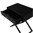 Pemberly Row Black Wood End Side Table Nightstand w/ Glass Top Drawe