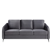 Pemberly Row Gray Velvet Fabric Sofa Loveseat Chair Living Room Set