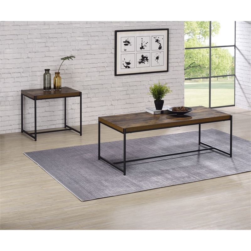 Pemberly Row 3 Piece Brown Engineered Wood Coffee and End Table Set