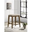 Pemberly Row Walnut Wood Counter Height Stool with Upholstered Seat