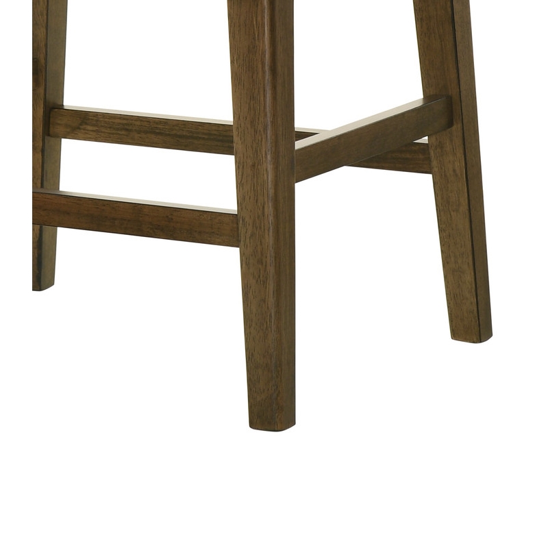 Pemberly Row Walnut Wood Counter Height Stool with Upholstered Seat