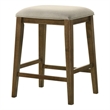 Pemberly Row Walnut Wood Counter Height Stool with Upholstered Seat