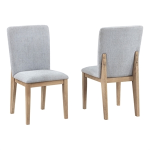 Pemberly Row Set of 2 Gray Linen Fabric and Oak Finish Dining Chair