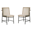 Pemberly Row Set of 2 Oak Finish Wood Dining Chairs with Metal Legs