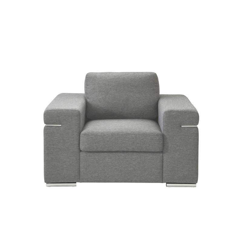 Pemberly Row Contemporary Light Gray Finish Woven Fabric Arm Chair