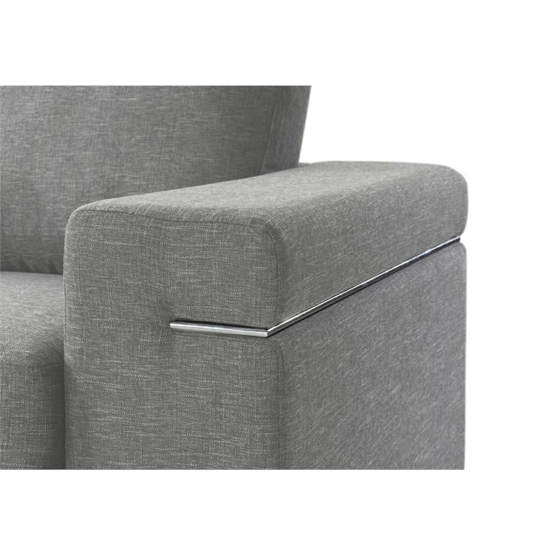 Pemberly Row Contemporary Light Gray Finish Woven Fabric Arm Chair