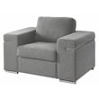 Pemberly Row Contemporary Light Gray Finish Woven Fabric Arm Chair