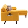 Pemberly Row Fabric Sectional Sofa Chaise with USB Charger & Pillows in Yellow