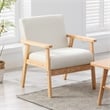 Pemberly Row Modern Beige Linen Fabric Chair with Solid Wood Frame
