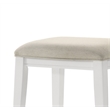 Pemberly Row White Wood Counter Height Stool with Upholstered Seat