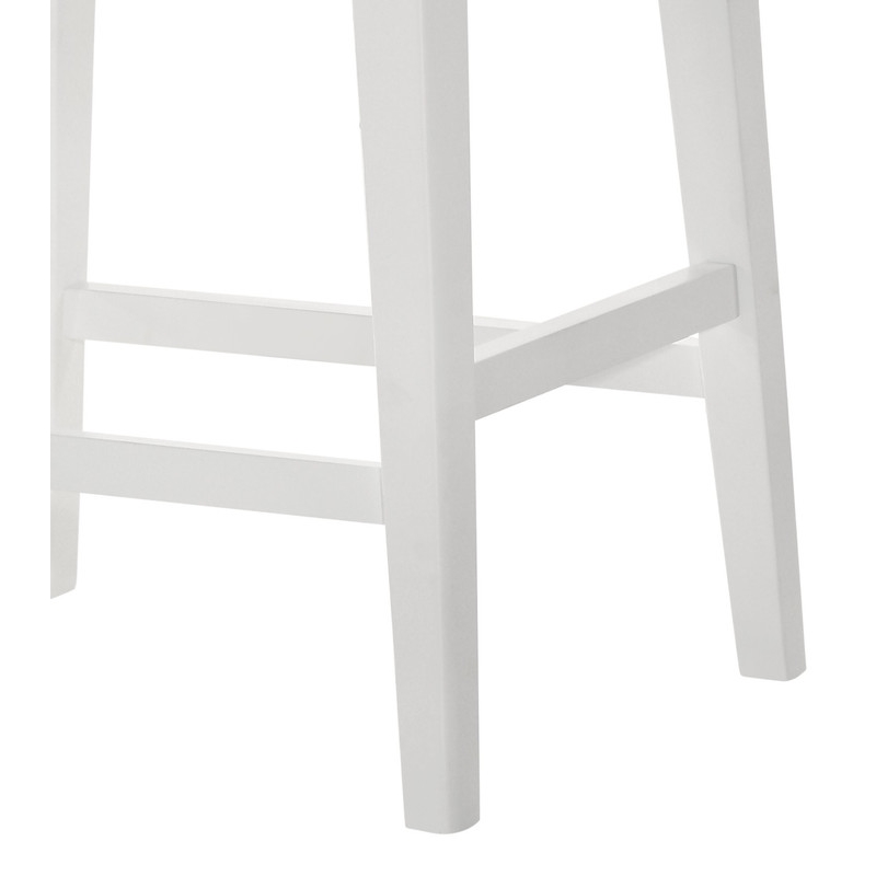 Pemberly Row White Wood Counter Height Stool with Upholstered Seat