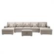 Pemberly Row Beige Fabric 6Pc Double Chaise Sectional and Ottoman