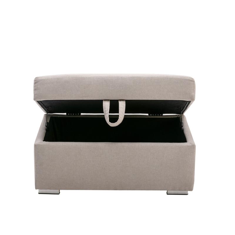 Pemberly Row Beige Fabric 6Pc Double Chaise Sectional and Ottoman