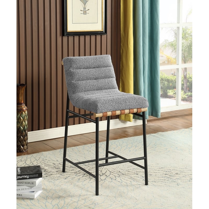 Pemberly Row Contemporary Gray Boucle Fabric Counter Height Chair