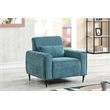 Pemberly Row Blue Chenille Chair with Metal Legs and Throw Pillow