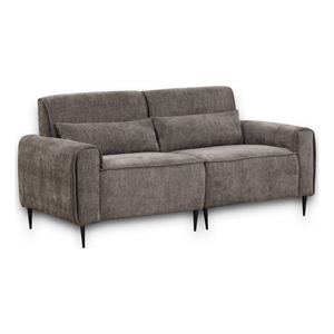 Pemberly Row Gray Chenille Sofa with Metal Legs and Throw Pillows