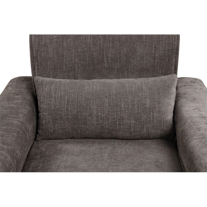 Pemberly Row Gray Chenille Chair with Metal Legs and Throw Pillow