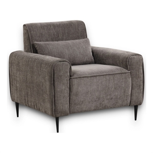 Pemberly Row Gray Chenille Chair with Metal Legs and Throw Pillow