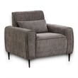 Pemberly Row Gray Chenille Chair with Metal Legs and Throw Pillow