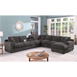 Pemberly Row Gray Fabric Sectional Rt-Facing Chaise Cupholders Charging Ports