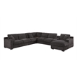 Pemberly Row Gray Fabric Sectional Rt-Facing Chaise Cupholders Charging Ports