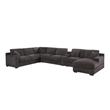 Pemberly Row Gray Fabric Sectional Rt-Facing Chaise Cupholders Charging Ports