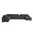 Pemberly Row Gray Fabric Sectional Rt-Facing Chaise Cupholders Charging Ports