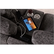 Pemberly Row Gray Fabric Sectional Rt-Facing Chaise Cupholders Charging Ports
