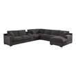Pemberly Row Gray Fabric Sectional Rt-Facing Chaise Cupholders Charging Ports