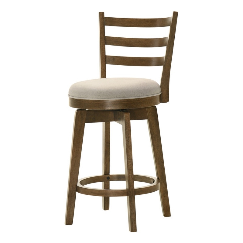 Pemberly Row Walnut Wood Ladder Back Counter Height Swivel Chair ...