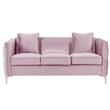 Pemberly Row Contemporary Pink Finish Velvet Sofa with 3 Pillows