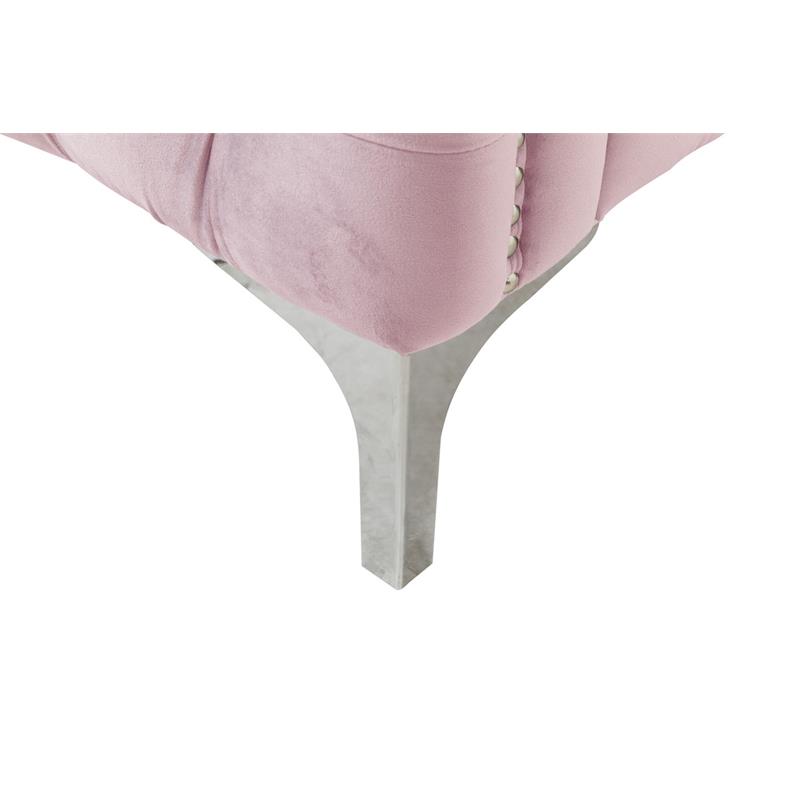 Pemberly Row Contemporary Pink Finish Velvet Sofa with 3 Pillows