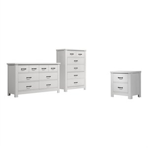 Pemberly Row Modern 3-Piece Engineered Wood Bedroom Set in White