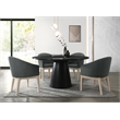 Pemberly Row Ebony Black Wood 5 Piece Round Dining Table Set with Gray Chairs