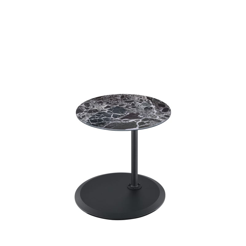 Pemberly Row End Table with Height Adjustable Black Marble Textured Glass Top