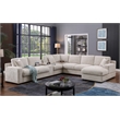 Pemberly Row Beige Chenille Fabric Sectional Chaise Cupholders Charging Ports