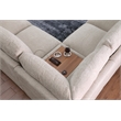 Pemberly Row Beige Chenille Fabric Sectional Chaise Cupholders Charging Ports