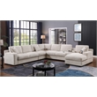 Pemberly Row Beige Chenille Fabric Sectional Chaise Cupholders Charging Ports