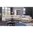 Pemberly Row Beige Chenille Fabric Sectional Chaise Cupholders Charging Ports