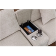 Pemberly Row Beige Chenille Fabric Sectional Chaise Cupholders Charging Ports