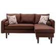 Pemberly Row Fabric Sectional Sofa Chaise with USB Charger & Pillows in Brown