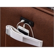 Pemberly Row Fabric Sectional Sofa Chaise with USB Charger & Pillows in Brown