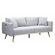 Pemberly Row Light Gray Fabric Sofa with USB Charging Ports Pockets & Pillows