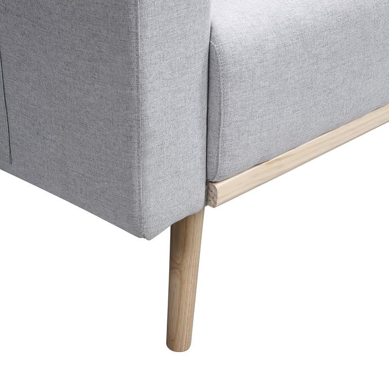 Pemberly Row Light Gray Fabric Sofa with USB Charging Ports Pockets & Pillows