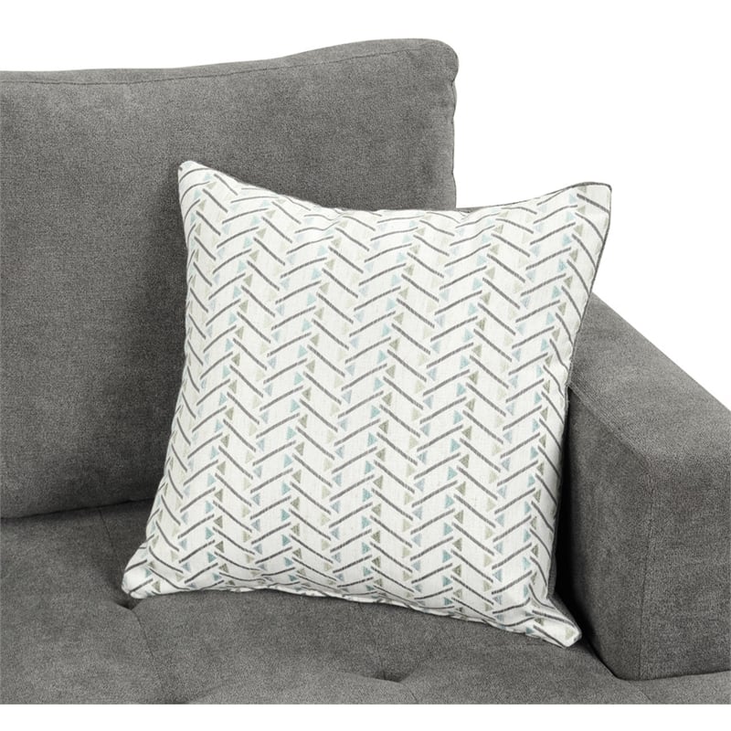 Pemberly Row Contemporary Gray Chenille Chair with Throw Pillow