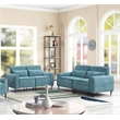 Pemberly Row Modern Blue Chenille Sofa Loveseat Living Room Set