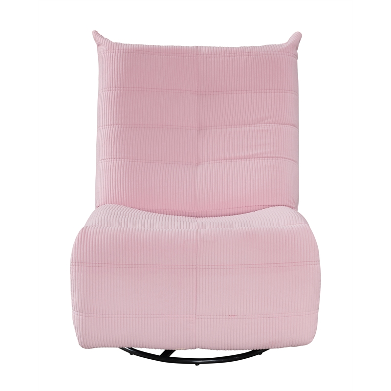 Pemberly Row Modern Pink Corduroy Fabric Swivel Glider Recliner