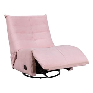 pemberly row modern pink corduroy fabric swivel glider recliner