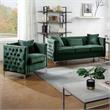 Pemberly Row Modern Green Velvet Sofa Loveseat Living Room Set