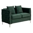 Pemberly Row Modern Green Velvet Sofa Loveseat Living Room Set